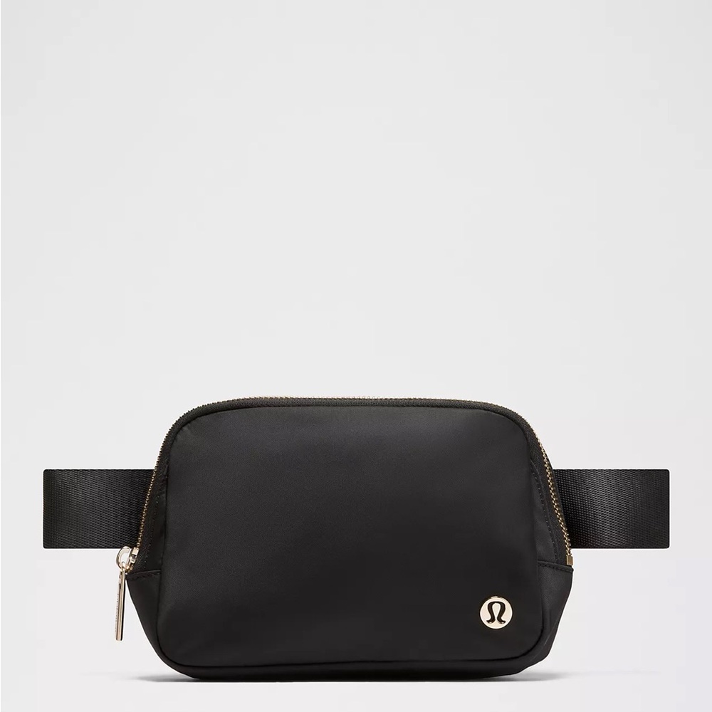 lululemon athletica Black Belt Bag with Gold Accents
